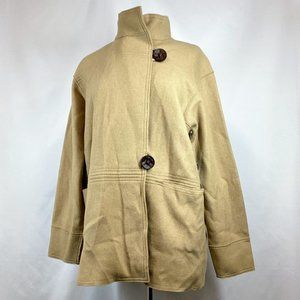 NWT Jones New York Wool Knit Kirov Tan Woodchip Shaket Jacket Sz L $149